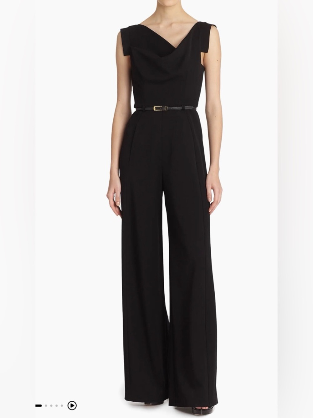 Black Halo Jackie Belted Wide-Leg Jumpsuit, Size 4